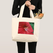 Rode Hibiscusbloem met regendruppels Foto Grote Tote Bag (Voorkant (product))