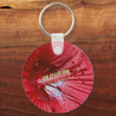 Rode Hibiscusbloem met regendruppels Foto Sleutelhanger (Voorkant)