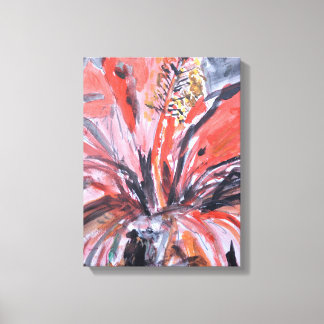 Rode Hibiscusbloesem Expressionist Canvas Afdruk