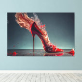 Rode hiel canvas afdruk (Insitu (Houten vloer))