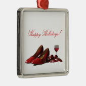 Rode hiel- en rode wijn metalen ornament (Rechts)