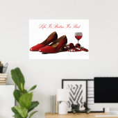 Rode hiel- en rode wijn poster (Thuiskantoor)