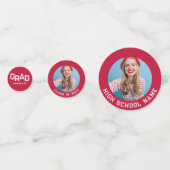 Rode High School Afstudeerder Custom Photo Afstude Confetti (Achterkanten)