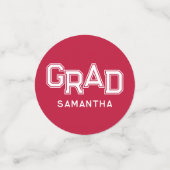 Rode High School Afstudeerder Custom Photo Afstude Confetti (Kleine voorkant)