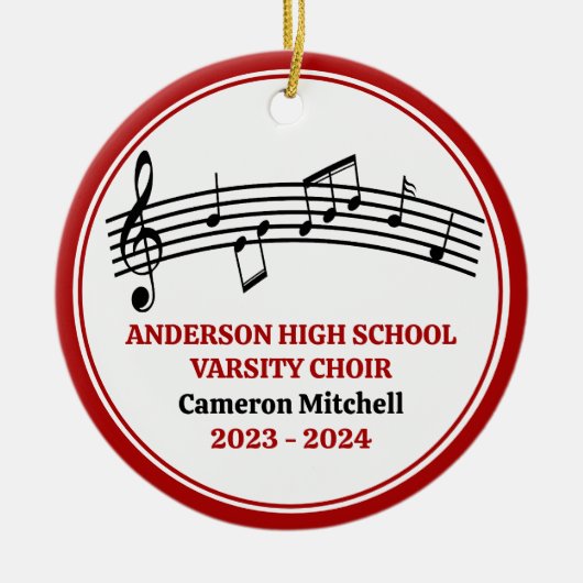 Rode High School Koor Custom Kerstmis Keramisch Ornament (Voorkant)