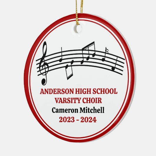 Rode High School Koor Custom Kerstmis Keramisch Ornament (Links)