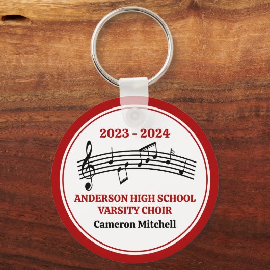 Rode High School Koor gepersonaliseerd Sleutelhanger (Voorkant)