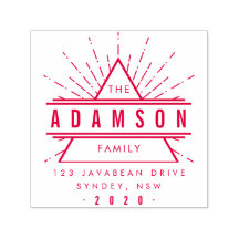 Rode Hipster Driehoek Familienaam Retouradres