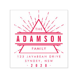 Rode Hipster Driehoek Familienaam Retouradres Zelfinktende Stempel