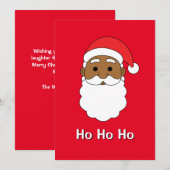 Rode Ho Ho Ho Afro-Amerikaanse Kerstman Familie Feestdagenkaart (Voorkant / Achterkant)