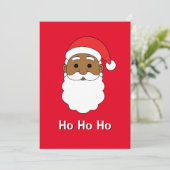 Rode Ho Ho Ho Afro-Amerikaanse Kerstman Familie Feestdagenkaart (Staand voorkant)