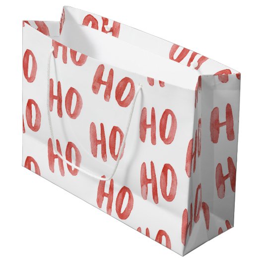 Rode Ho Ho Ho Kerstmis Groot Cadeauzakje (Voorkant Gekanteld)