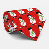 Rode Hockey Sneeuwman Speler Kerstmis Stropdas (Opgerold)