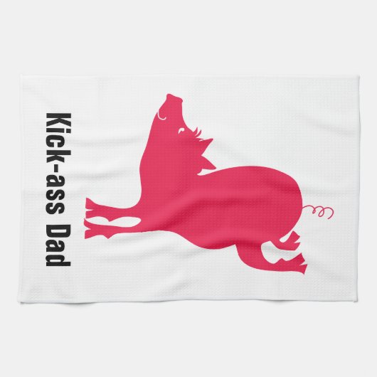 Rode Hog Barbeque keukenhanddoek (Horizontaal)