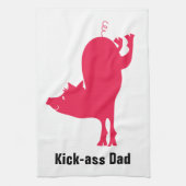 Rode Hog Barbeque keukenhanddoek (Verticaal)