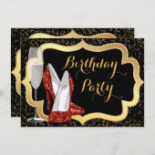 Rode Hoge Hak Schoen Verjaardagsfeest Kaart (Voorkant / Achterkant)