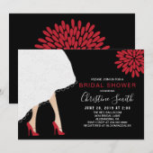 Rode Hoge Hak Schoenen Bruids Douche Uitnodiging (Voorkant / Achterkant)