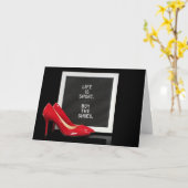 Rode hoge hak schoenen met quote kaart (Gele Bloem)