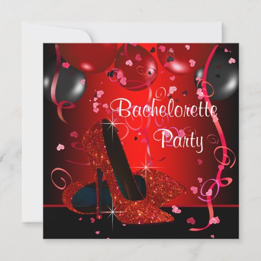 Rode Hoge Hak Schoenen Rode Bachelorette Party Kaart (Voorkant)