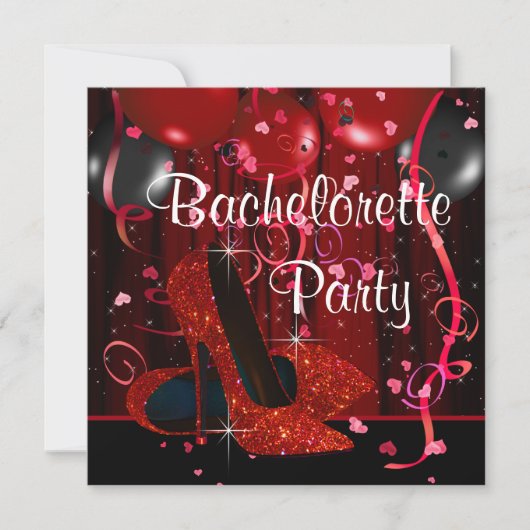 Rode Hoge Hak Schoenen Rode Bachelorette Party Kaart (Voorkant)