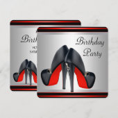 Rode Hoge Hak Schoenen Rood en Zwart Verjaardagsfe Kaart (Voorkant / Achterkant)