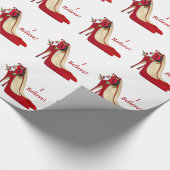 Rode Hoge Hak Schoenen / Santa Elf / Ik geloof! Cadeaupapier (Hoek)