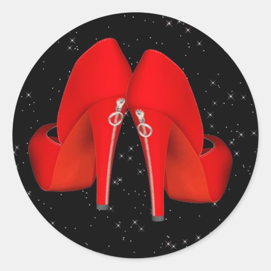 Rode hoge hak schoenstickers ronde sticker (Voorkant)