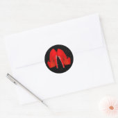 Rode hoge hak schoenstickers ronde sticker (Envelop)