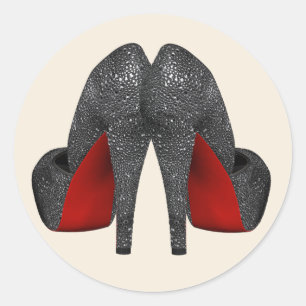 Rode hoge hak schoenstickers ronde sticker