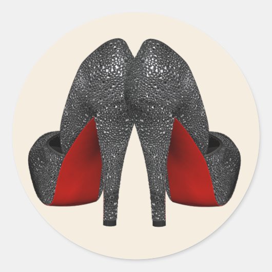 Rode hoge hak schoenstickers ronde sticker (Voorkant)