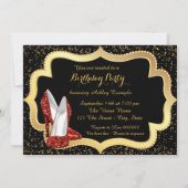 Rode Hoge Hak Zwart en Goud Verjaardagsfeest Kaart (Achterkant)
