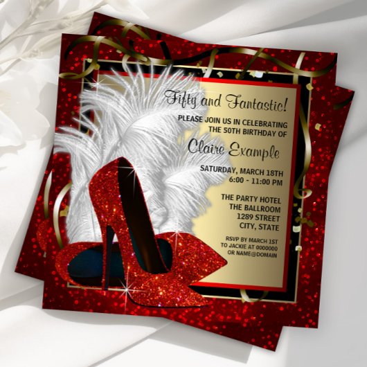 Rode Hoge Hakken Elk Nummer Rood Zwart Goud Verjaa Kaart