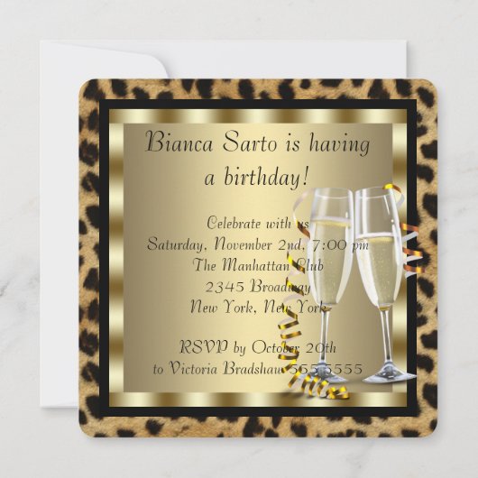 Rode hoge hakken luipaard verjaardag kaart (Achterkant)