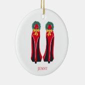 Rode Hoge Hakken met Kerstkransen Keramisch Ornament (Rechts)