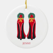 Rode Hoge Hakken met Kerstkransen Keramisch Ornament (Achterkant)