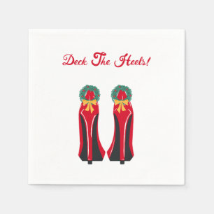 Rode Hoge Hakken met Kerstkransen Servet