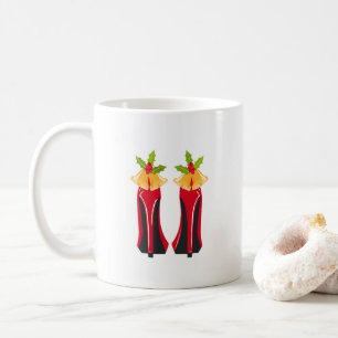 Rode Hoge Hakken met Kerstmisklokken Koffiemok