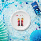 Rode Hoge Hakken met Kerstmisklokken Papieren Bordje (Feest)