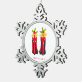 Rode Hoge Hakken met Kerstmisklokken Tin Sneeuwvlok Ornament (Rechts)