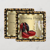 Rode hoge hakken schoenen Luipaard Verjaardag Kaart (Voorkant / Achterkant)