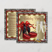 Rode hoge hakken schoenen Rode Luipaard Verjaardag Kaart (Voorkant / Achterkant)