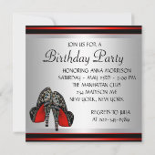 Rode hoge hakken Schoenen Rood Zwart Verjaardagsfe Kaart (Achterkant)