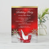 Rode hoge hakken schoenen Zilver Goud Verjaardagsf Kaart (Staand voorkant)