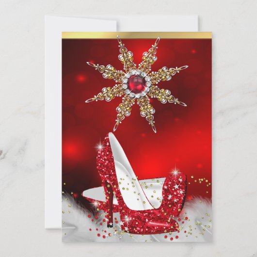 Rode hoge hakken schoenen Zilver Goud Verjaardagsf Kaart (Achterkant)
