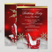 Rode hoge hakken schoenen Zilver Goud Verjaardagsf Kaart (Voorkant / Achterkant)
