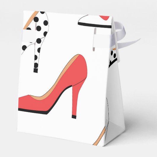 Rode hoge hiel polka dot glans bedankdoosjes (Achterkant)