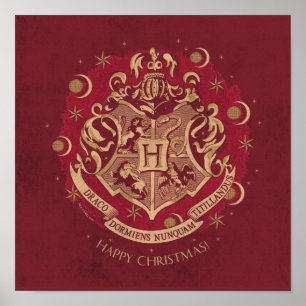 Rode HOGWARTS™-Krans met Crest voor de Feestdagen Poster