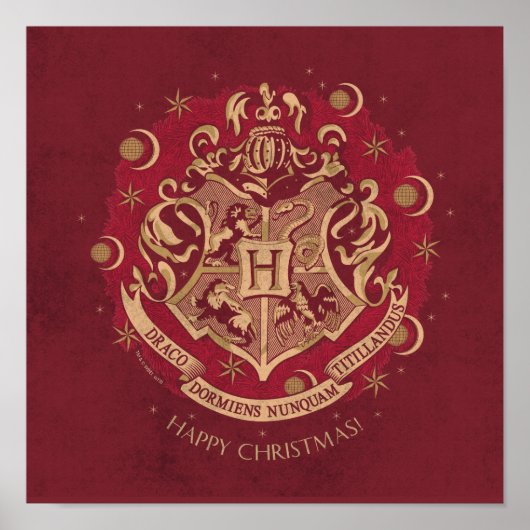 Rode HOGWARTS™-Krans met Crest voor de Feestdagen Poster (Voorkant)