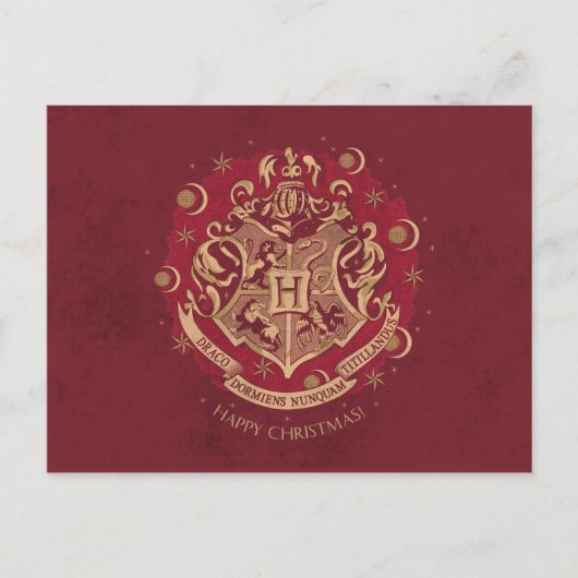 Rode HOGWARTS™ Wapenrust Feestkrans Feestdagenkaart (Voorkant)