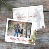 Rode Holly Berries Kerstfoto Feestdagenkaart